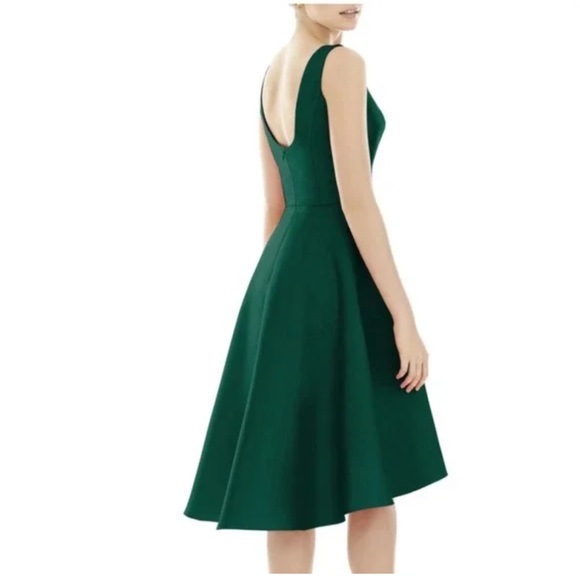 ALFRED SUNG High Low Cocktail Dress in Hunter Green | size 2 - Picture 3 of 6